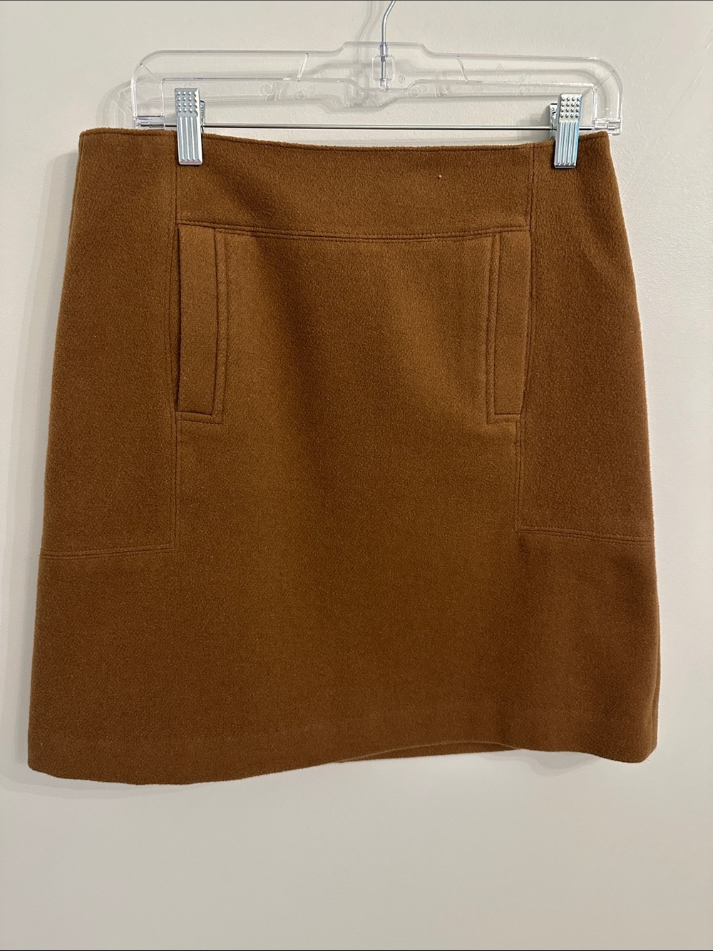 Loft Camel Wool-Blend A-Line Skirt